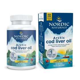 Nordic Naturals Arctic Cod Liver Oil Softgels, 750 Mg, Lemon, Non-GMO 90 Ct
